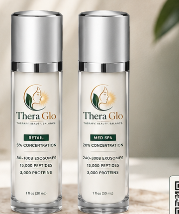 Thera Glo serum bottles homepage module